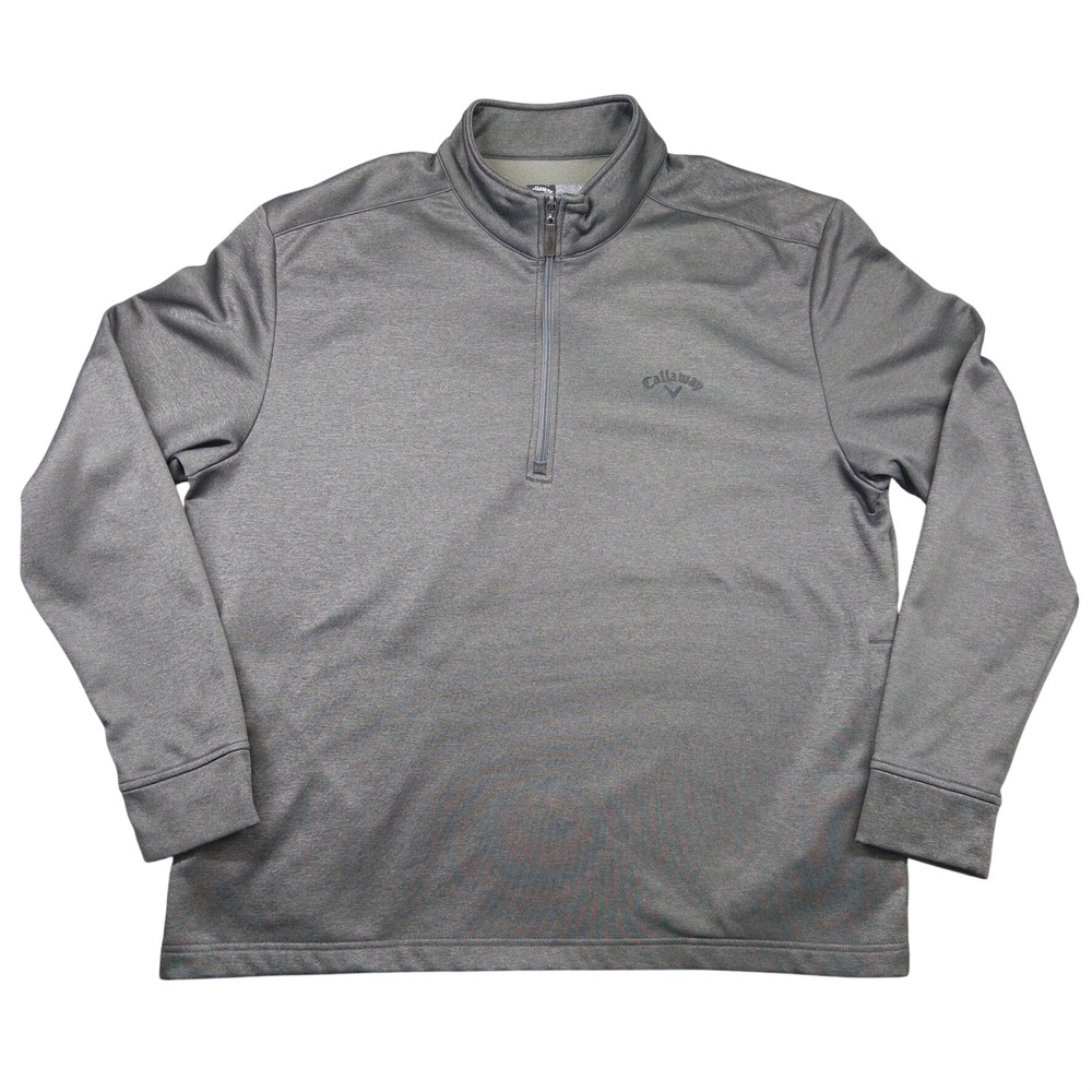 Callaway Quarter Zip Pullover Mens L Gray Fleece Lined Golf Performance Sweater